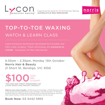 BENDIGO - 13 OCTOBER - Top-to-Toe Waxing with LYCON