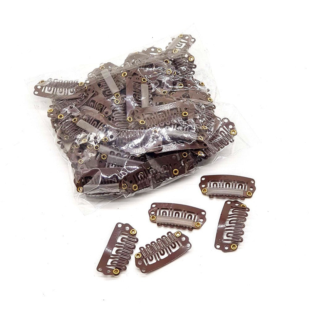 BSS Hair Extension Clips Brown 100Pcs 23mm