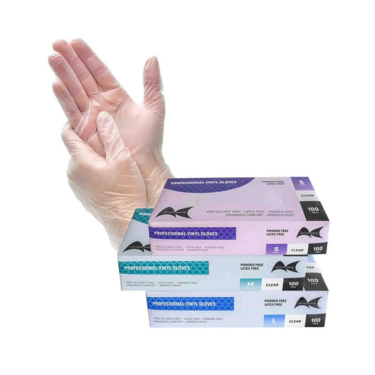 Artists Choice Powder Free Vinyl Clear Gloves- Small