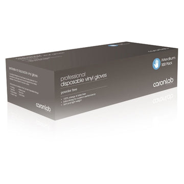 Caronlab Disposable Vinyl Gloves Free Powder Medium - White 100 Pack