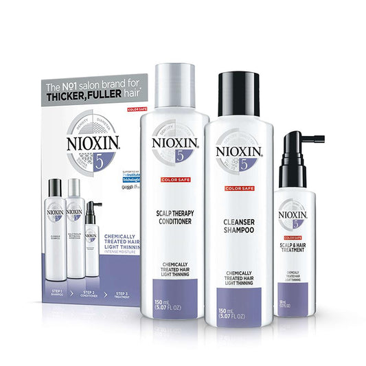 Nioxin System 5 Trial Kit 150ml for Chemically Treated Hair with Light Thinning