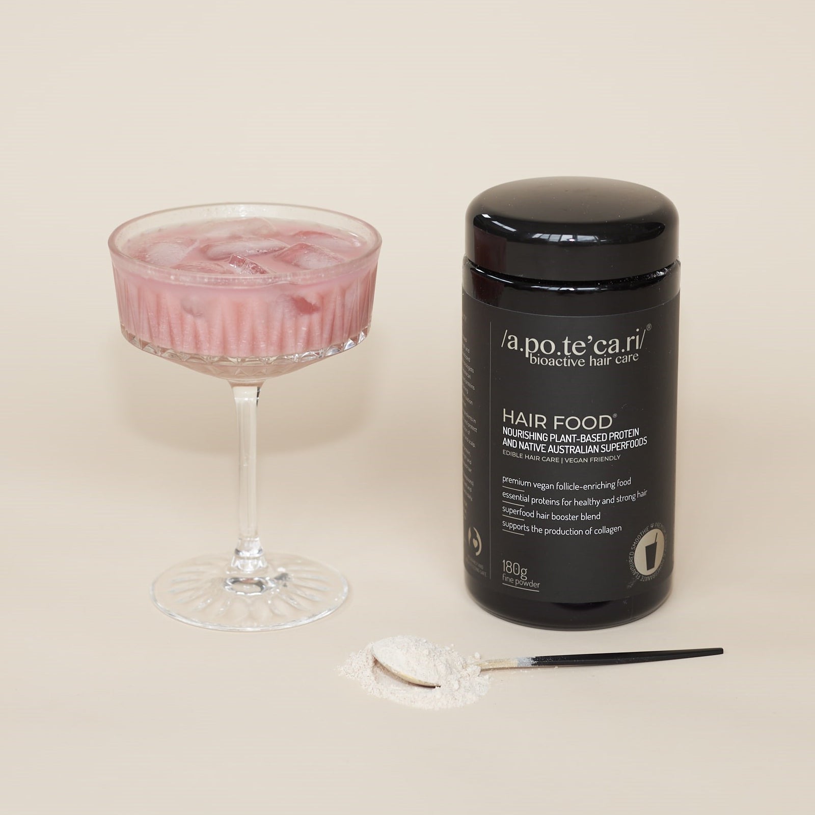 Apotecari Hair Food for Stronger & Thicker Hair Bottle 180g Powder and 1 x Refill 180g Powder