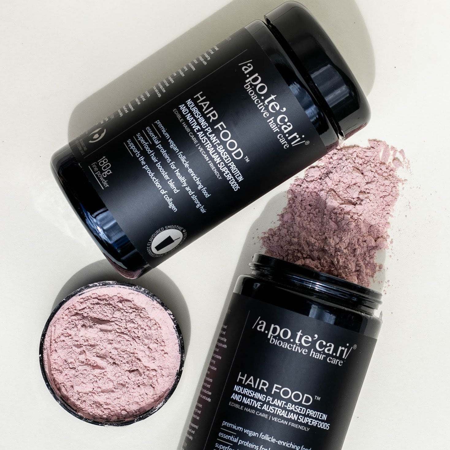 Apotecari Hair Food for Stronger & Thicker Hair  Bottle 180g Powder and 2 x Refill 180g Powder