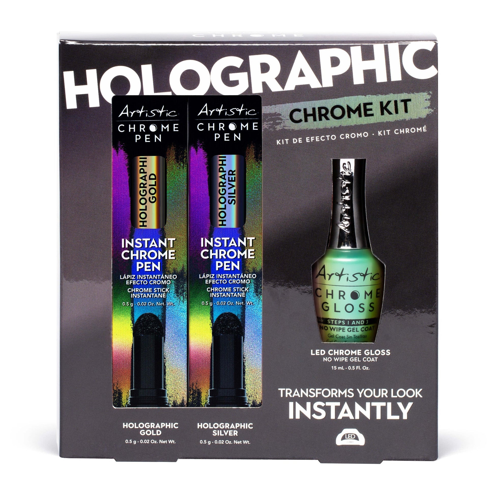 Artistic Nail Design Chrome Kit Holographic Look