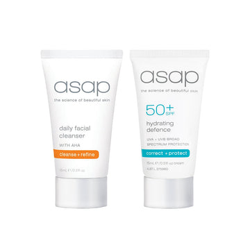 asap Travel Duo: Daily Facial Cleanser & Hydrating Defence SPF50+