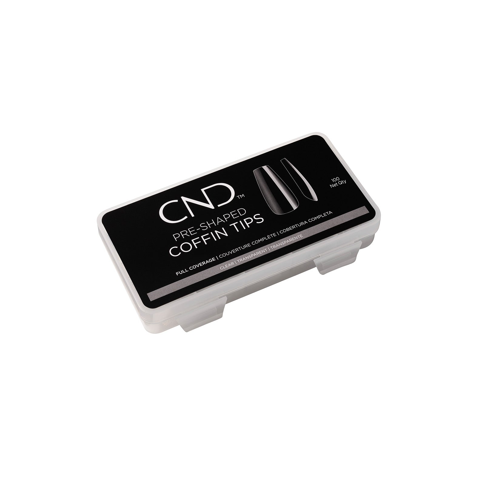 CND Pre-Shaped Clear Tips 100ct Coffin