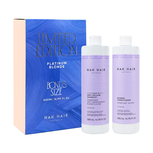 NAK Hair Platinum Blonde Anti-Yellow Shampoo & Conditioner 500ml Duo Pack