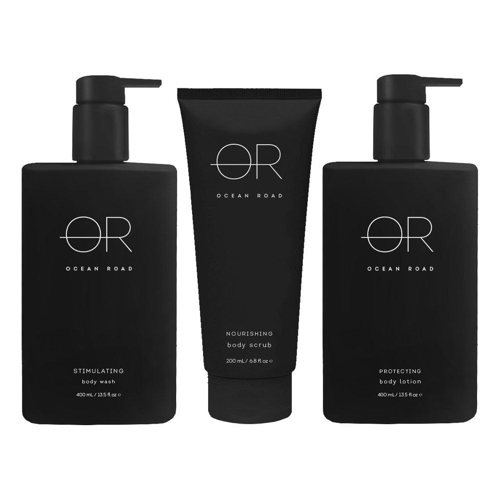 Ocean Road Black Trio Pack Body Wash, Body Scrub & Body Lotion