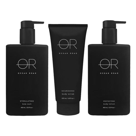Ocean Road Black Trio Pack Body Wash, Body Scrub & Body Lotion