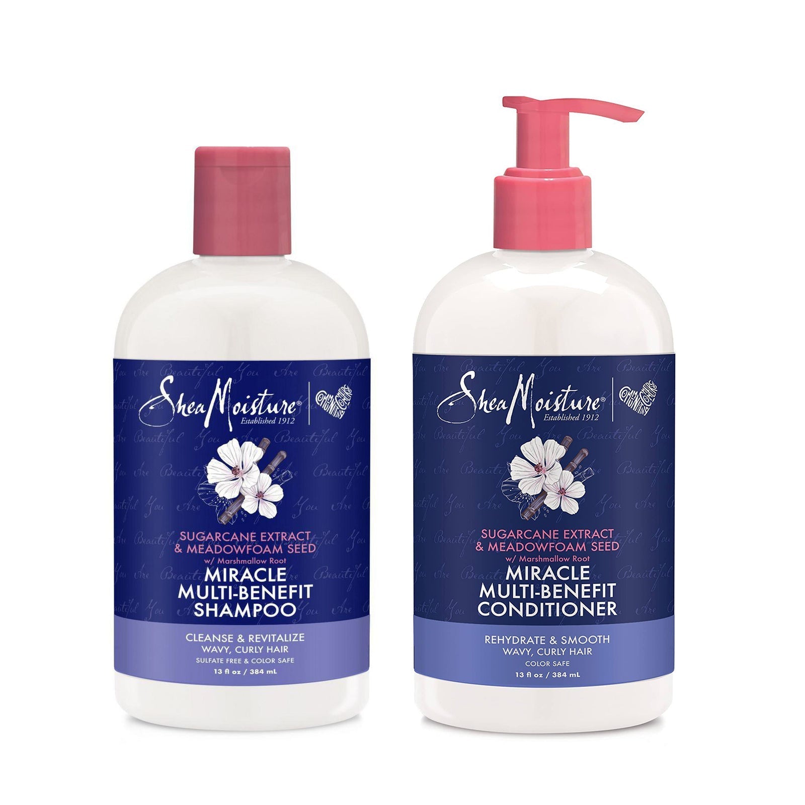 Shea Moisture Sugarcane Extract & Meadowfoam Seed Miracle Multi-Benefit Shampoo & Conditioner 384ml