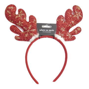 Where on Earth Christmas Antler Glitter Horn Hairband
