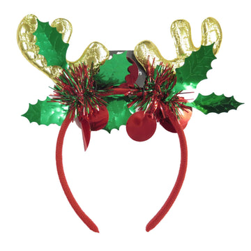 Where on Earth Christmas Antler Horn with Leaves Hairband