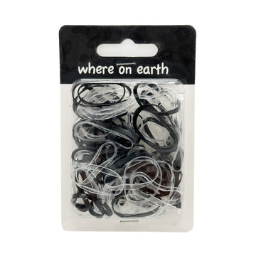 Where on Earth Elastic Hair Ties Black & White