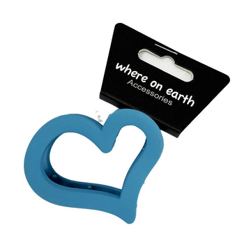 Where on Earth Heart Shape Plastic Hair Clamp Blue