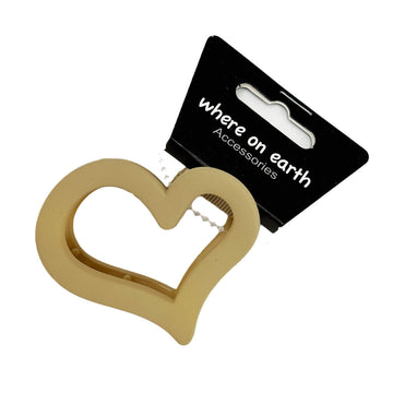 Where on Earth Heart Shaped Plastic Hair Clamp Tan