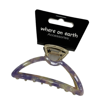 Where on Earth Oval Shaped Hair Claw Clip Metal Lavender
