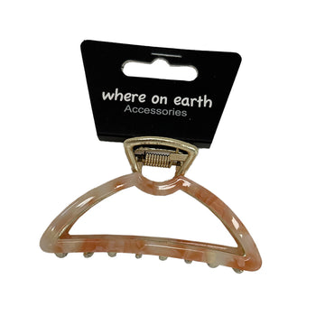 Where on Earth Oval Shaped Hair Claw Clip Metal Peach