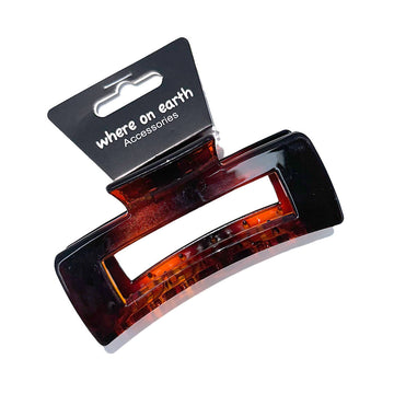 Where on Earth Rectangular Claw Clip 10cm Brown