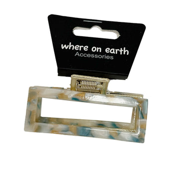 Where on Earth Rectangular Claw Clip Metal Multicoloured