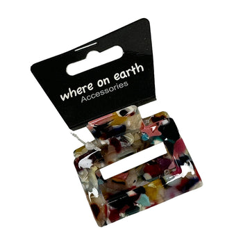 Where on Earth Square Plastic Hair Claw Multicoloured